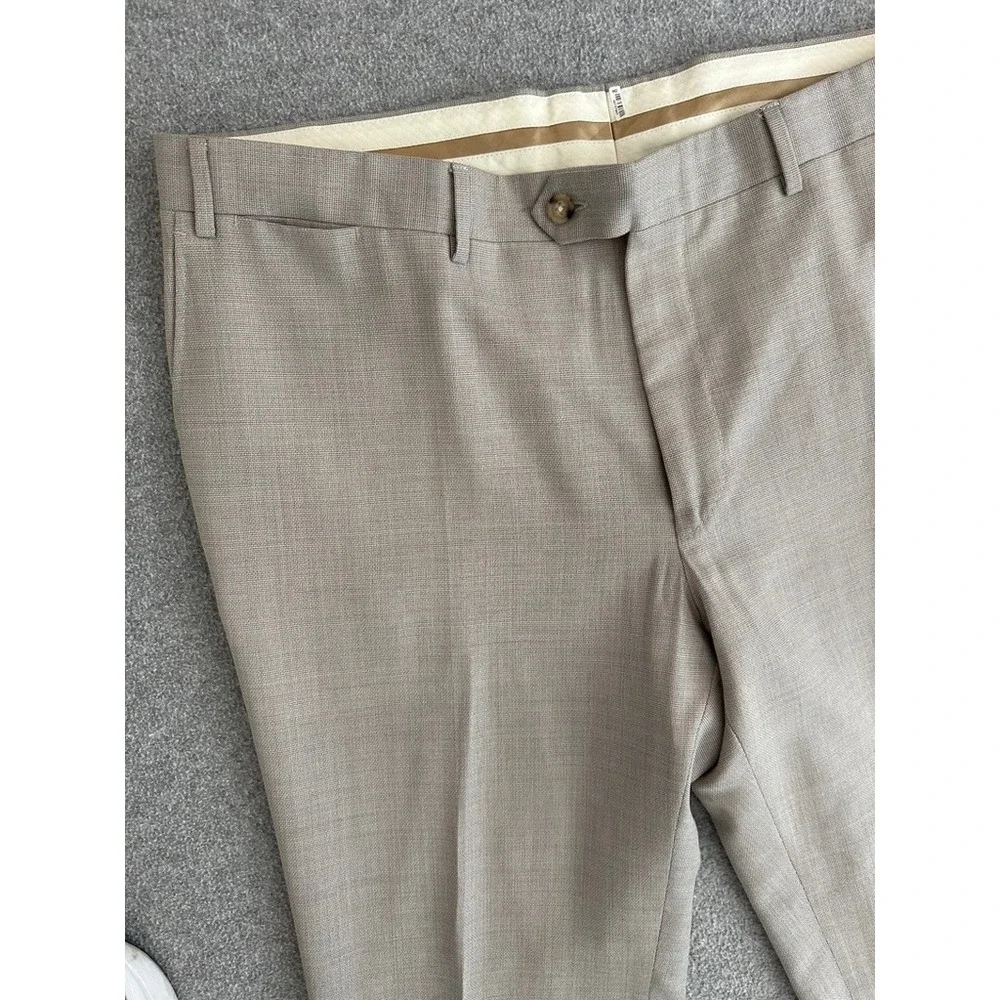 Canali Pants Kei Men 38 Tan Wool Trousers Slacks Italy Luxury Sartorial Business